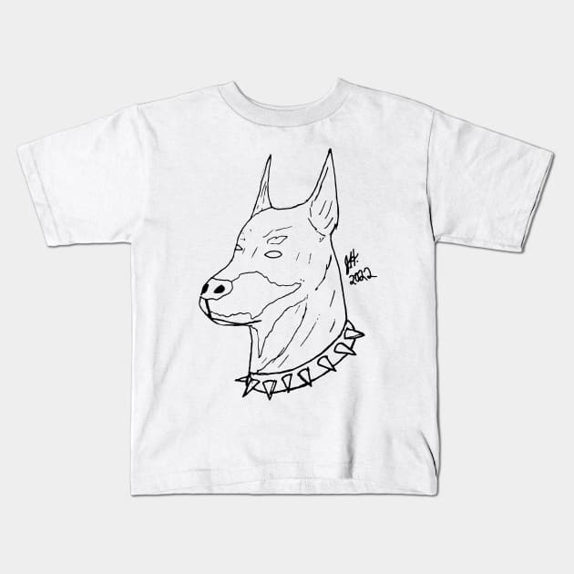 Bad Dog Sketch Kids T-Shirt by jhsells98